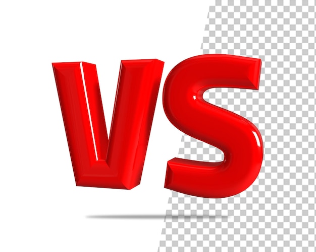 Vs icona 3d rossa della partita di calcio