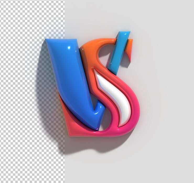 PSD vs versus sign 3d render logotipo de la carta de la empresa