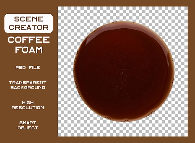PSD vue aérienne de la texture de la mousse de café sur transparent