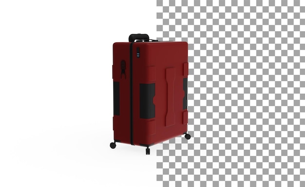 Vue d'angle de bagage rouge sans rendu 3d d'ombre