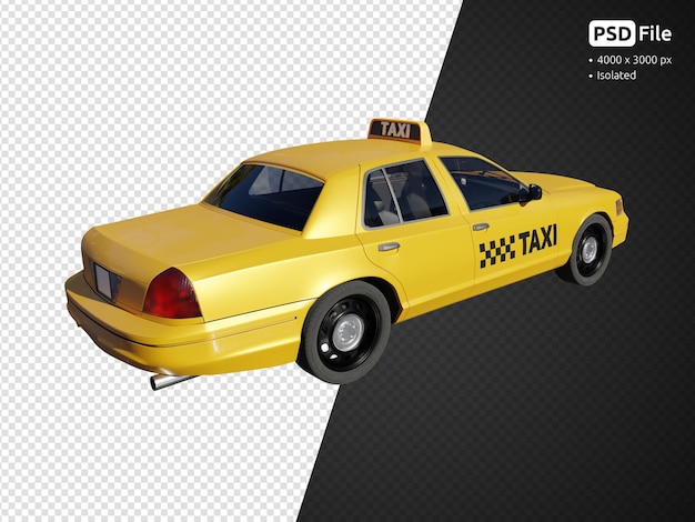 Vue Arrière Latérale Du Taxi, Rendu 3d Isolé