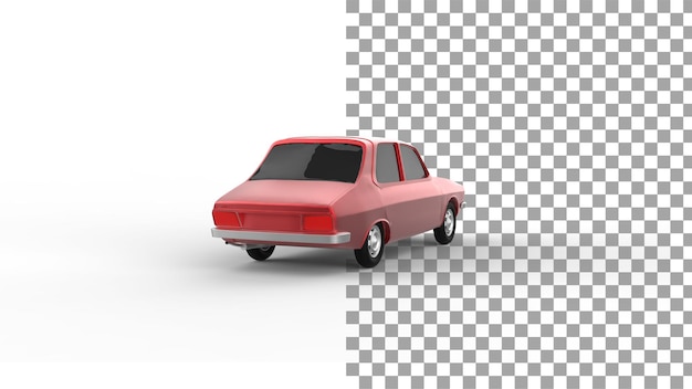 PSD vue arrière de la voiture rouge avec rendu 3d de l'ombre