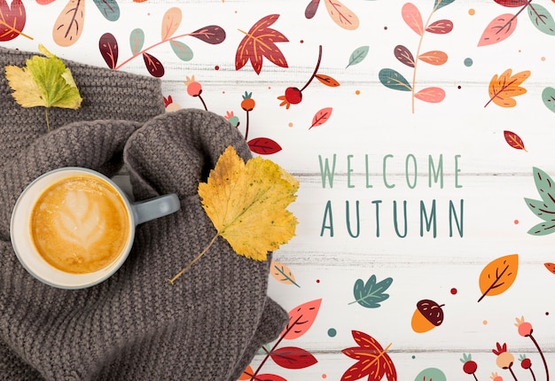 PSD vue d'automne et message de bienvenue