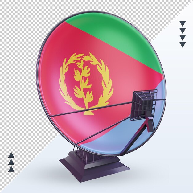 PSD vue avant du rendu du drapeau de l'érythrée par satellite 3d