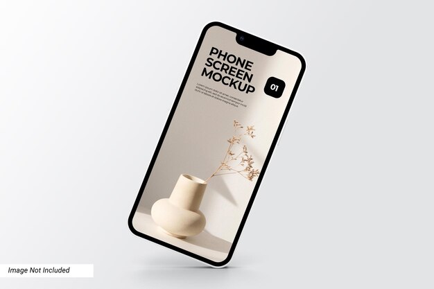 Vue avant d'une maquette d'écran de téléphone minimaliste