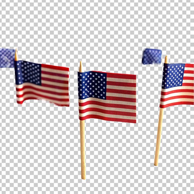 PSD vue avant des petits drapeaux américains