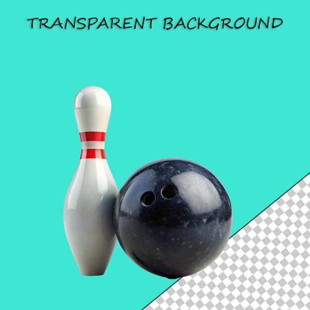 PSD vue des broches de bowling et de la balle