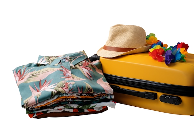 Vue de la chemise hawaïenne avec bagages