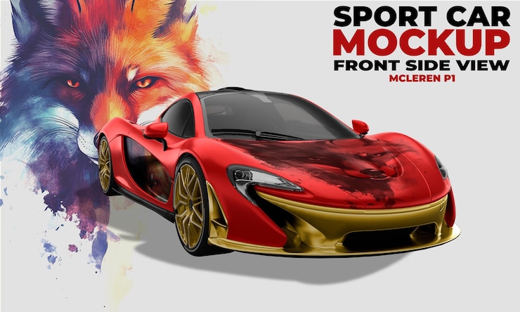 PSD vue de côté avant de la maquette de mclaren p1