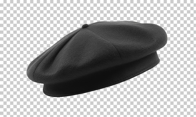 PSD vue de côté de béret casquette français noir isolé sur fond transparent ou blanc png