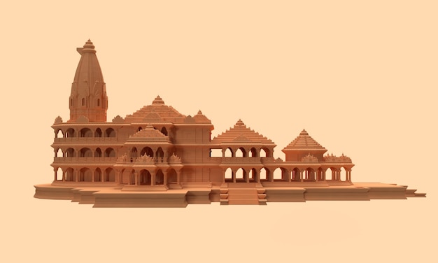 PSD vue de côté du ram mandir d'ayodhya