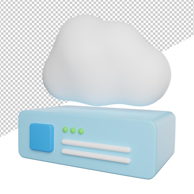 Vue De Côté Du Serveur De Base De Données Cloud Illustration D'icône De Rendu 3d Sur Fond Transparent