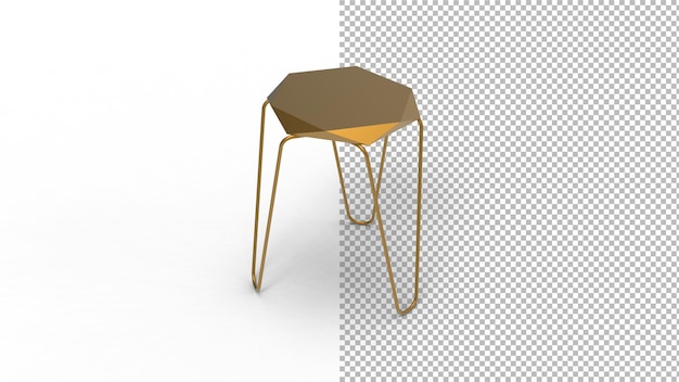 Vue de dessus de banc doré avec rendu 3d de l'ombre