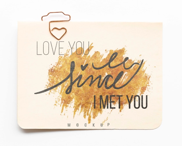 Vue de dessus de la carte avec message d'amour