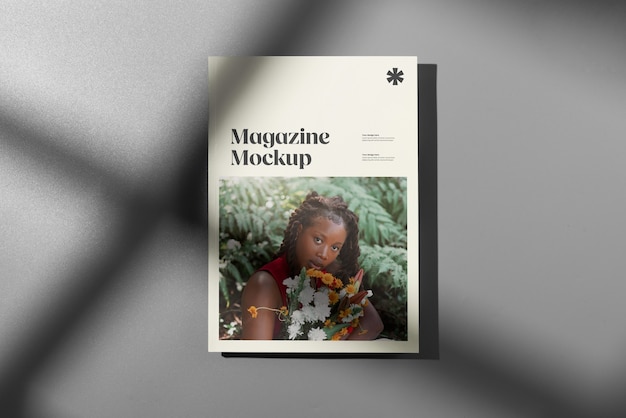Vue de dessus sur la conception de la maquette du magazine