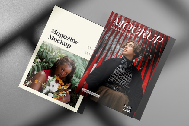 Vue de dessus sur la conception de la maquette du magazine