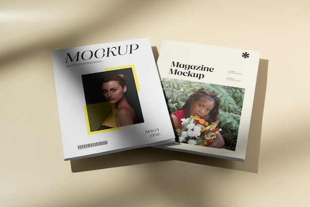 Vue de dessus sur la conception de la maquette du magazine