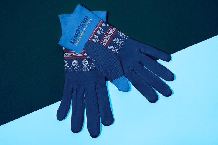 PSD vue de dessus sur la conception de la maquette des gants