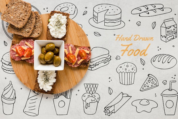 Vue de dessus délicieux concept de petit déjeuner