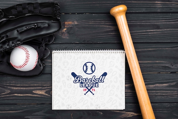 PSD vue de dessus du concept de baseball américain