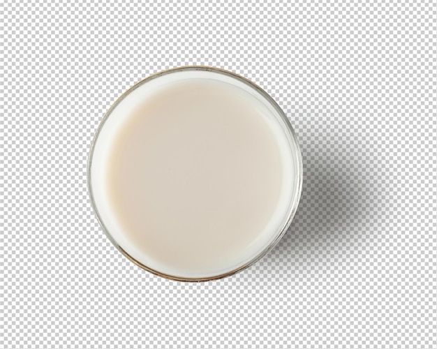 PSD vue de dessus du lait dans le verre isolé