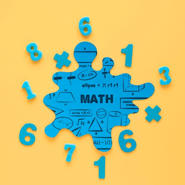 PSD vue de dessus de la maquette de coloration mathématique avec des nombres