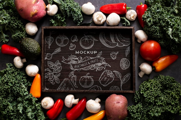 Vue de dessus de la maquette de concept de légumes sains