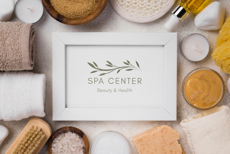 PSD vue de dessus de la maquette du concept de spa