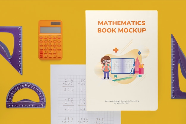 PSD vue de dessus sur la maquette du livre scolaire