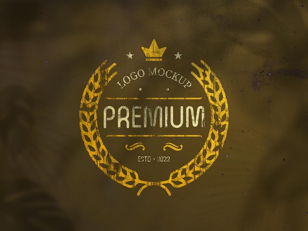 Vue de dessus sur une maquette de logo mural réaliste