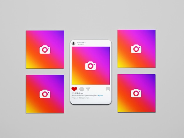 Vue De Dessus Des Maquettes De Publication Instagram