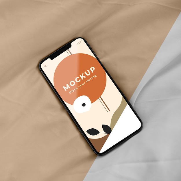 PSD vue de dessus mobile sur le lit