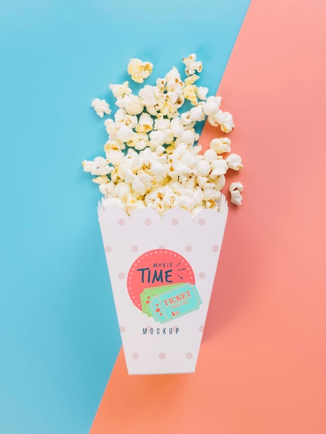 PSD vue de dessus de la tasse de pop-corn