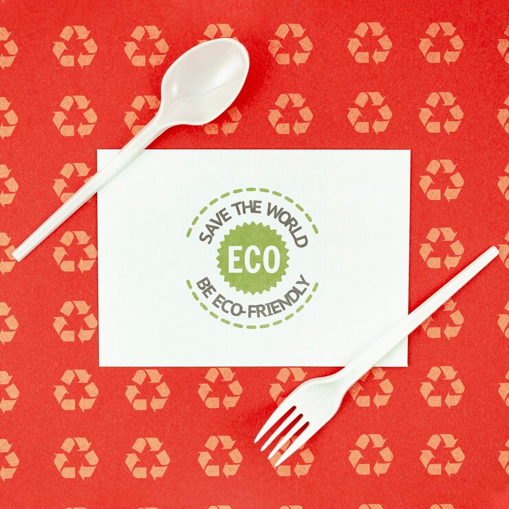 PSD vue de dessus de la vaisselle écologique