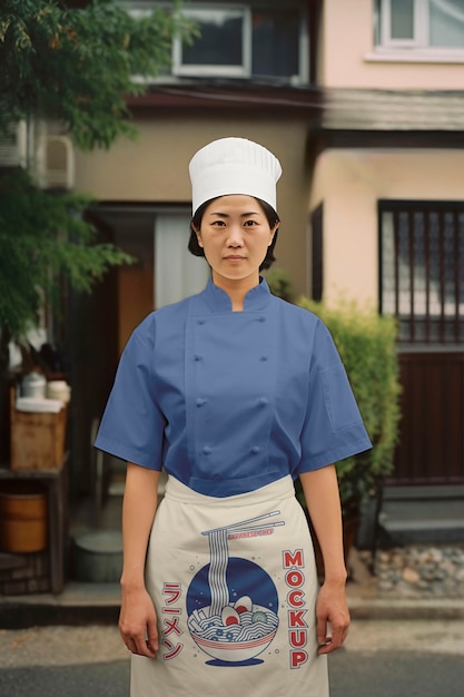 PSD vue de devant chef japonais portant l'uniforme