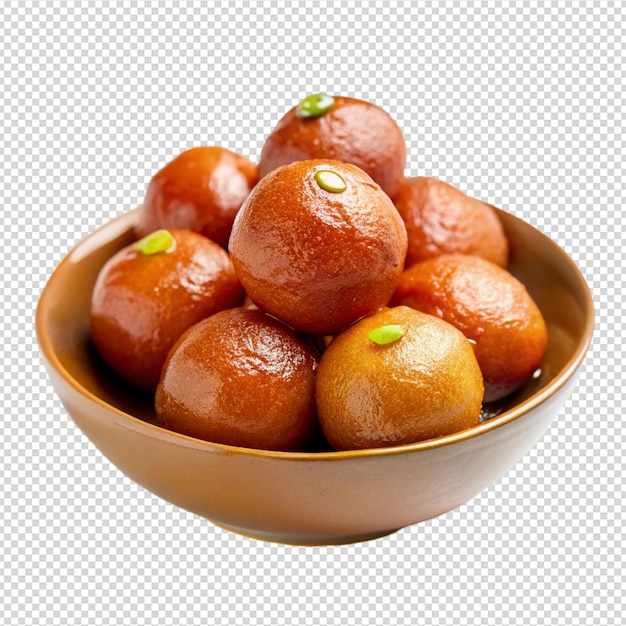 vue de devant du délicieux Gulab Jamun dans un bol isolé sur un fond transparent PNG