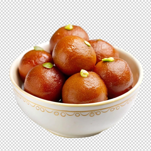 vue de devant du délicieux Gulab Jamun dans un bol isolé sur un fond transparent PNG