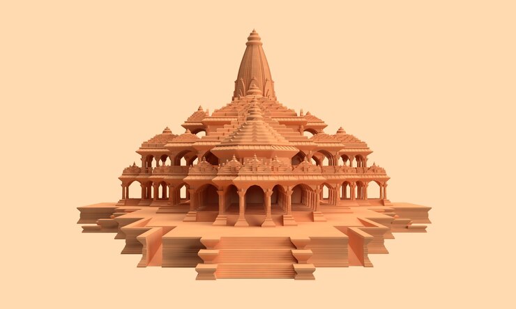 PSD vue de devant du temple ram d'ayodhya