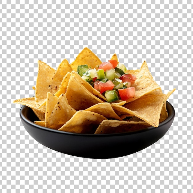 Vue de devant Une image hyperréaliste de délicieux Nachos dans une assiette noire isolée sur un dos blanc