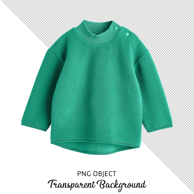 PSD vue de devant d'un sweat-shirt vert de base pour enfants sur un fond transparent