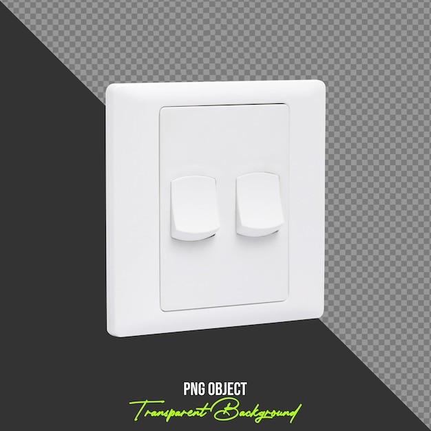 Vue à double angle de commutateur de lumière blanche isolée sur un fond transparent