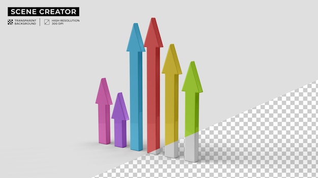 Vue de droite de la maquette de flèches de style graphique 3D