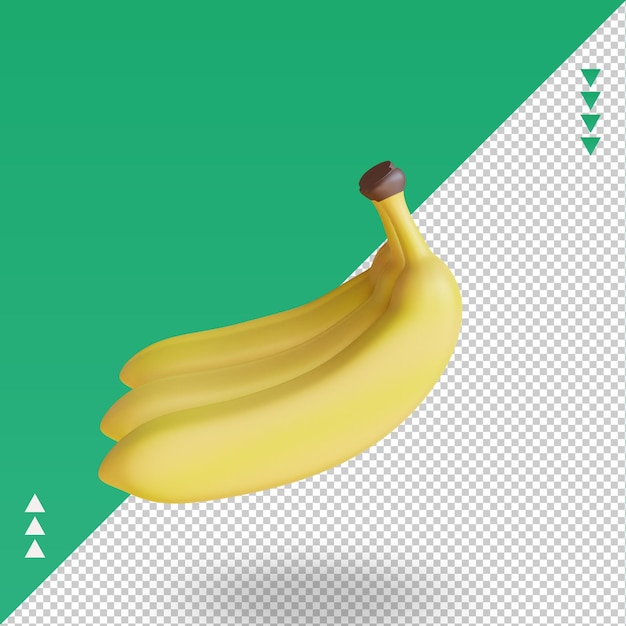 Vue De Droite De Rendu De Fruits Banane 3d