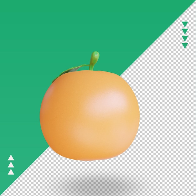 PSD vue de droite de rendu de fruits orange 3d