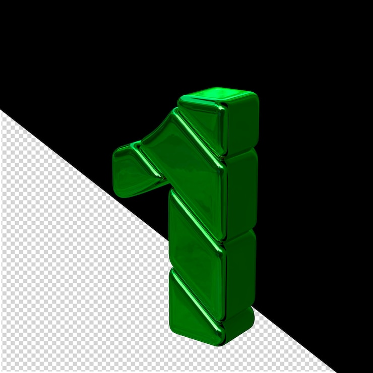 PSD vue du symbole de bloc diagonal vert depuis la gauche numéro 1