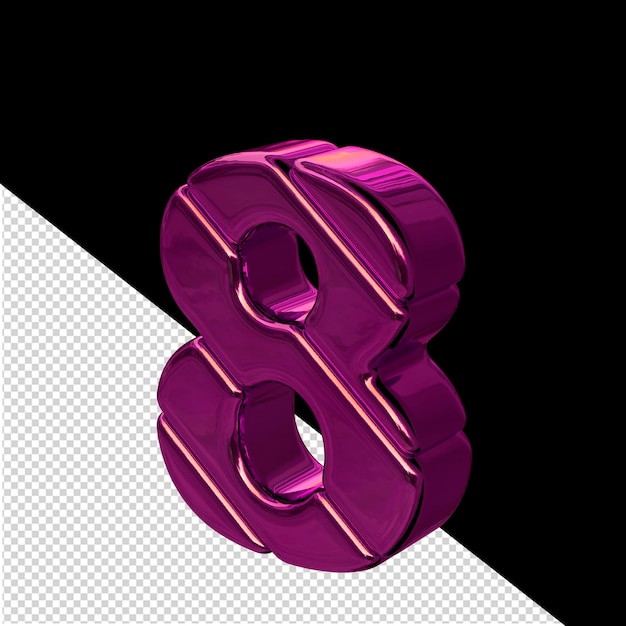 Vue du symbole de bloc diagonal violet depuis la gauche numéro 8