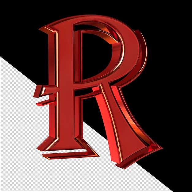 PSD vue du symbole rouge à partir de la lettre de gauche r