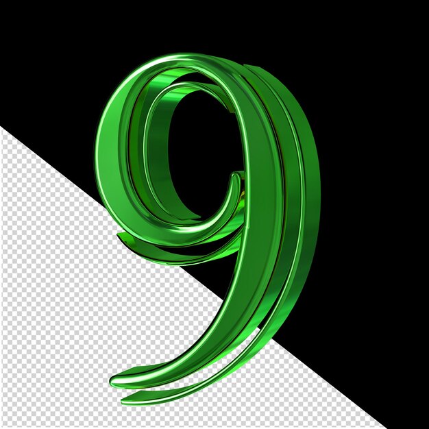 Vue du symbole vert à partir du numéro 9 à droite