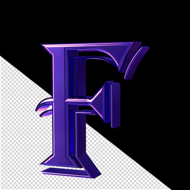 Vue du symbole violet à partir de la lettre droite f