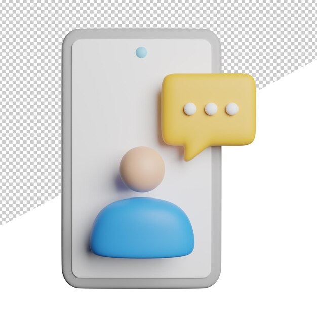Vue de face des applications de chat en direct illustration d'icône de rendu 3d sur fond transparent